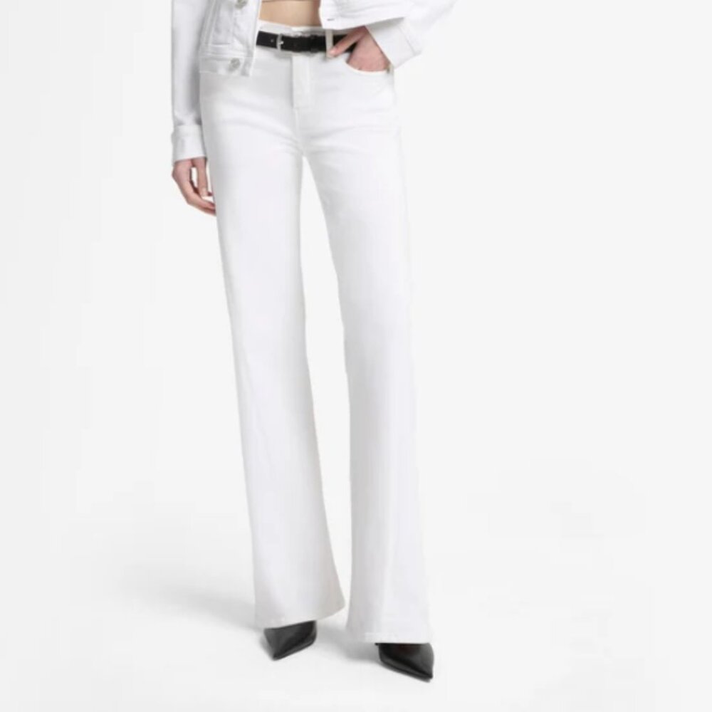 7 For All Mankind White Wide Leg Flare Jeans